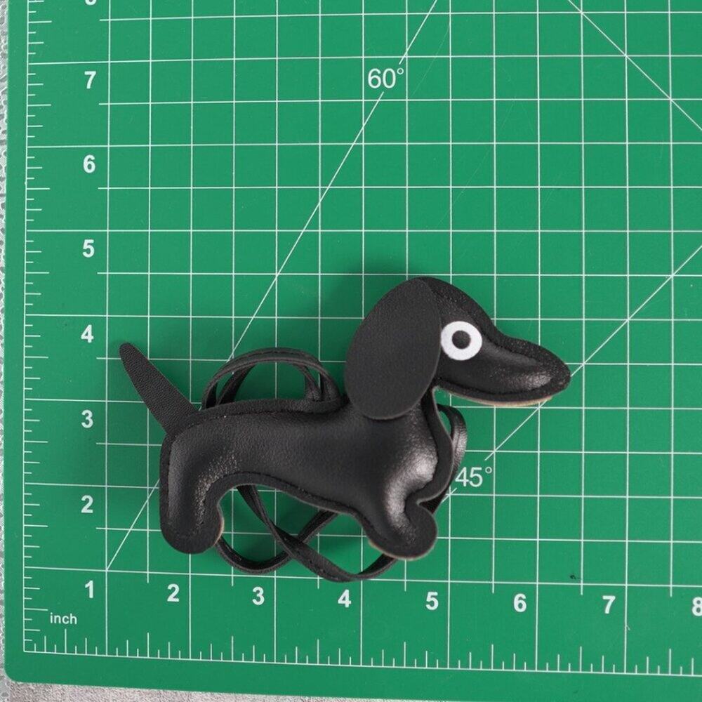 Dachshund Bag Charm Keychain Faux Leather Dog Mom Y2K Cottagecore Black NWT - Picture 6 of 10